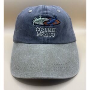 Cozumel Mexico Hat/Cap Mens Adjustable Strapback‎ Gray/Tan Embroidered